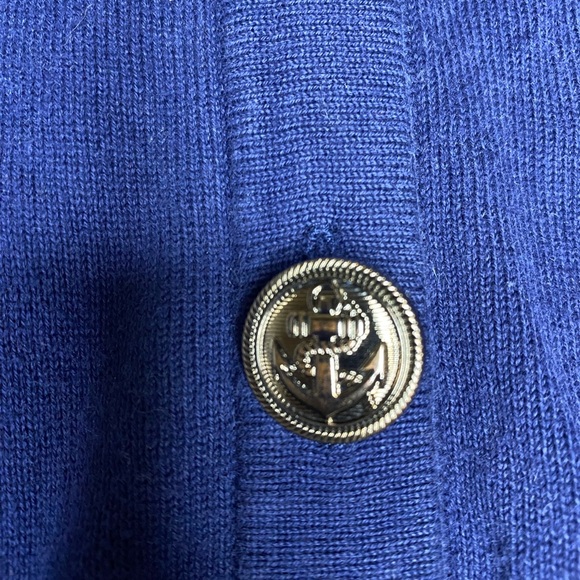 Navy Cardigan Sweater Gold Nautical Sailor Button Sz M Academia Career Office - Picture 3 of 6